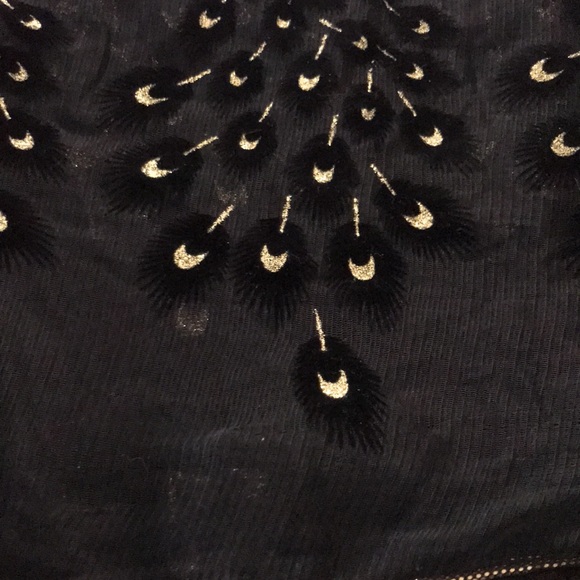 Sheer metallic gold embellished peacock scarf sarong - Picture 5 of 6